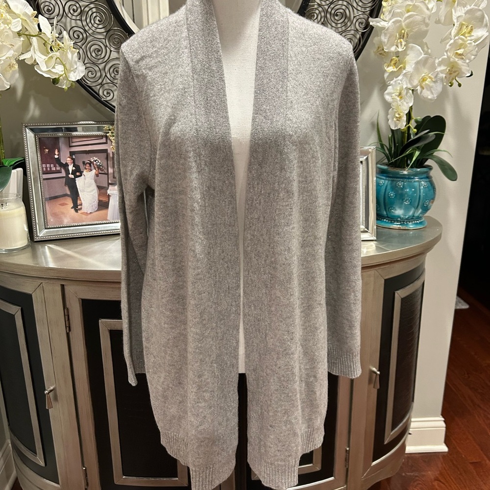 Cashmere Charter Club Light Gray Open-Front Cardigan